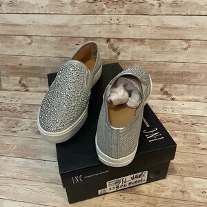 Silver Rhinestone Slip-On Sneakers